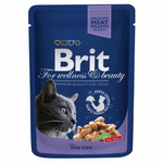 Консервированный корм для кошек Brit Premium Cat (пауч) с ТРЕСКОЙ
